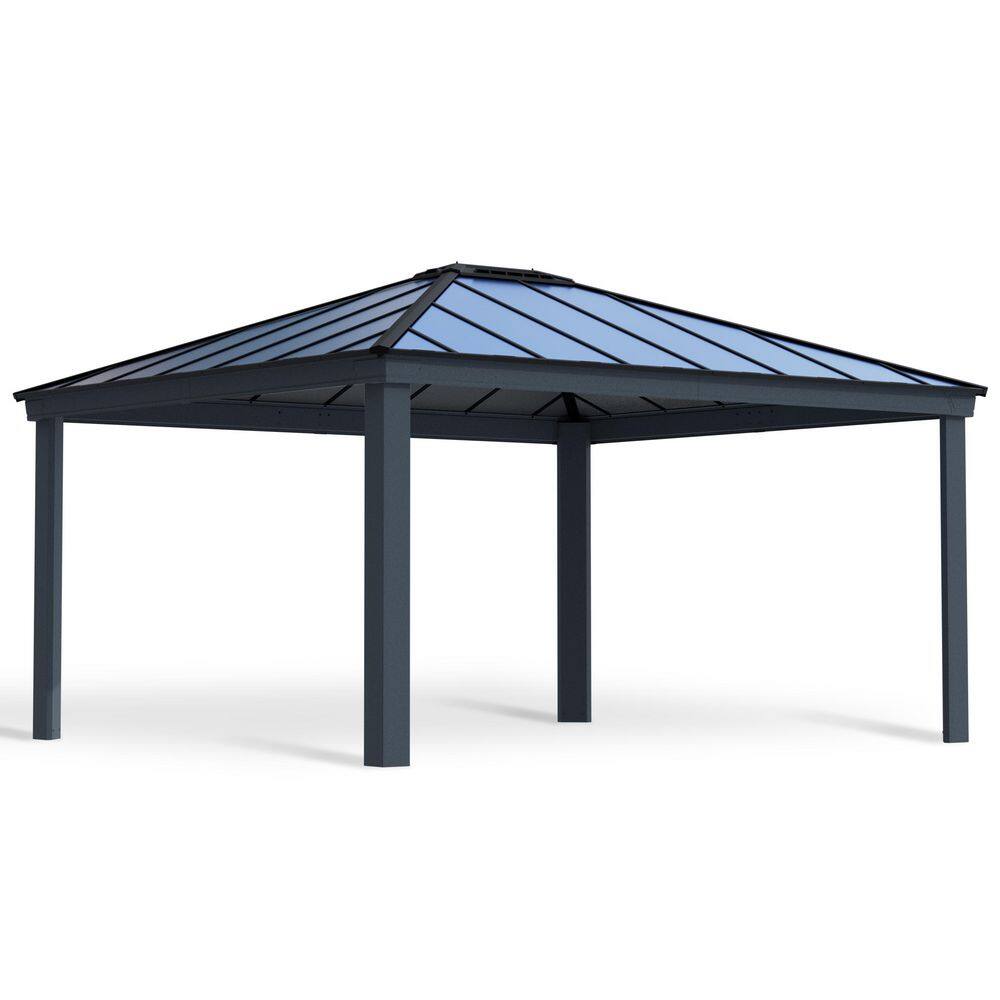 Dallas 14 ft. x 16 ft. Gray/Gray Opaque Outdoor Gazebo with Insulating and Sleek Roof Design price history on PriceWatchPro