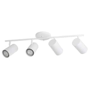 Calloway 2 ft. White Hard Wired Fixed Track Lighting Kit with White Metal Cylinder Adjustable Lamp Heads