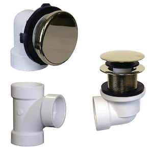 Illusionary No-Hole Sch. 40 PVC Plumbers Pack with Tip-Toe Bath Drain, Polished Brass