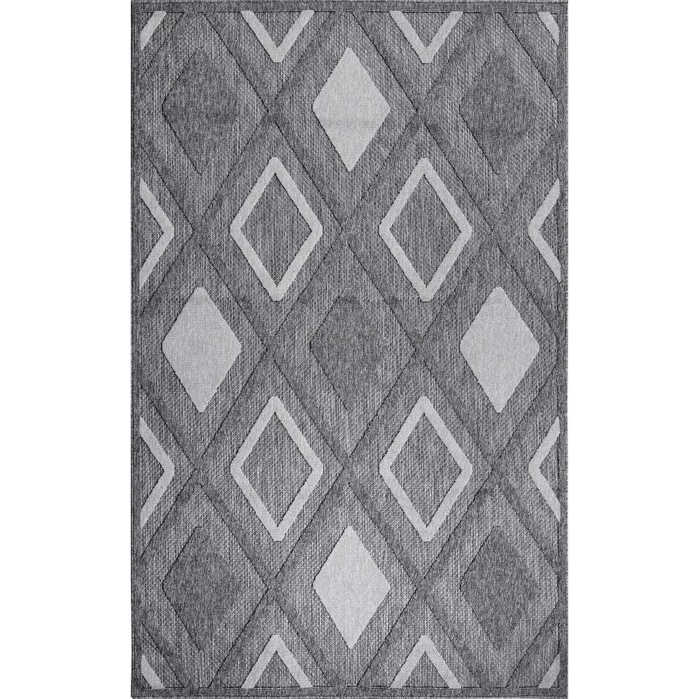 SUPERIOR Daelyn Grey 6 ft. x 8 ft. 10 in. Modern Geometric Diamond