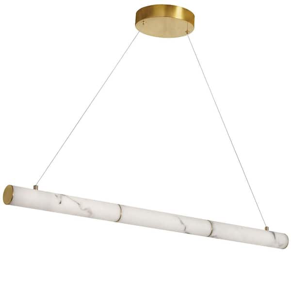 Dainolite Reuben 30-Watt 1-Light Aged Brass Shaded Integrated LED Mini Pendant with Stone Shade