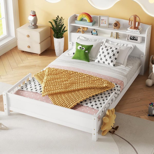 Full Size Platform Bed with Bookcase ...