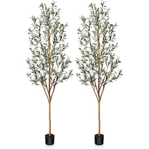 6 ft. Artificial Olive Tree in Pot, Fake Potted Olive Silk Tree with  Branches and Fruits TG9150-P76 - The Home Depot