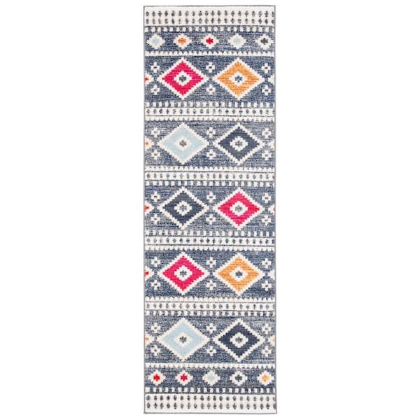 Adirondack 3 ft. x 8 ft. Gray/Beige Diamond Striped Runner Rug