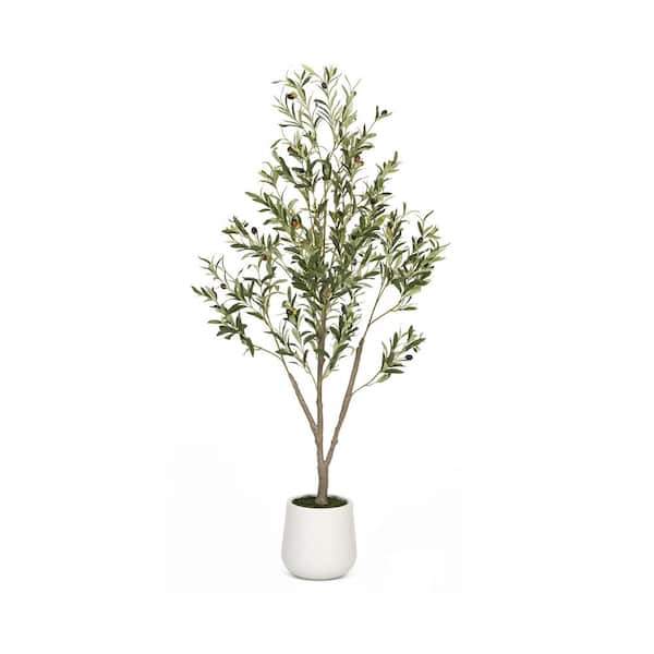 hykolity 5FT Green Artificial Olive Tree, Faux Plant in Pot for Indoor Home Office Modern Decoration Housewarming Gift