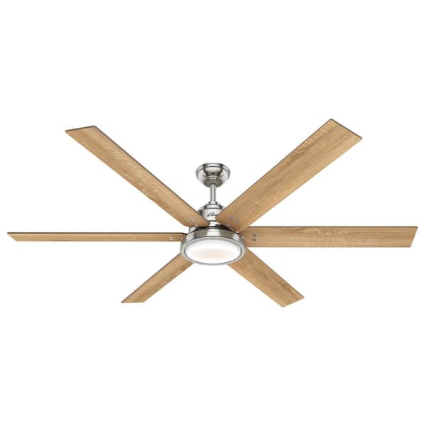 Hunter Warrant 70 in. LED Indoor Brushed Nickel Ceiling Fan with Light and Wall Switch