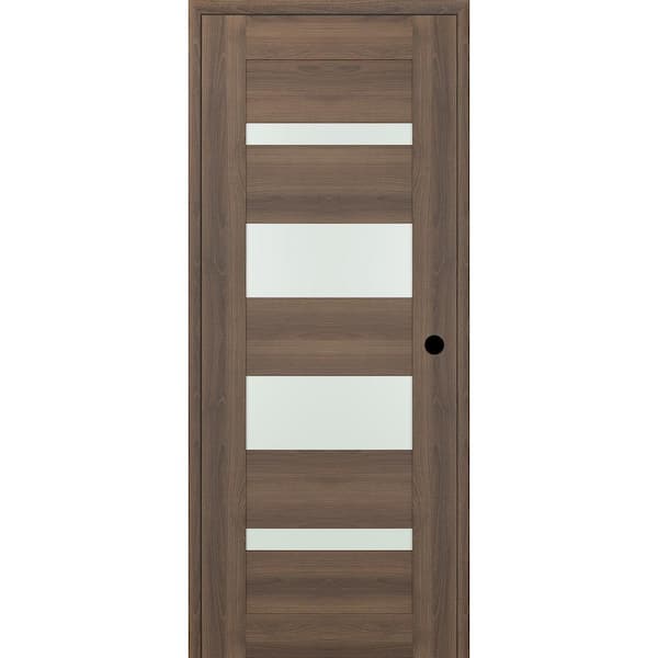 Belldinni Vona 07-01 18 in. x 96 in. Left-Hand 5-Lite Frosted Glass Pecan Nutwood Composite Wood Single Prehung Interior Door