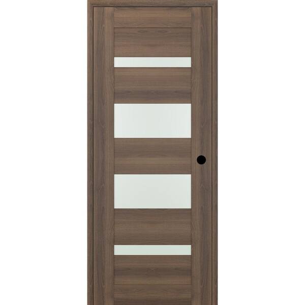 Belldinni Vona 07-01 28 in. x 96 in. Left-Hand 5-Lite Frosted Glass Pecan Nutwood Composite Wood Single Prehung Interior Door