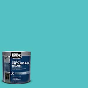 1 qt. #500B-4 Gem Turquoise Semi-Gloss Enamel Urethane Alkyd Interior/Exterior Paint