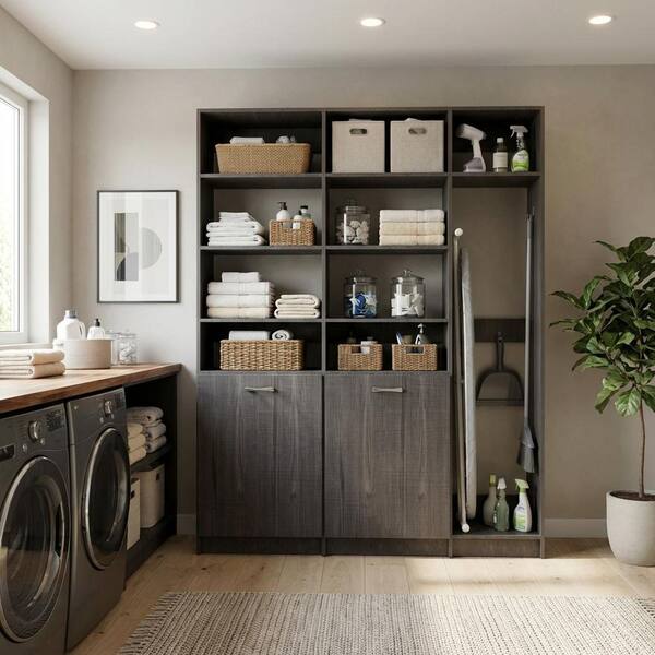 MODULAR CLOSETS Alto Laundry Room 63 in. W Grey 2-Shelf Tower with