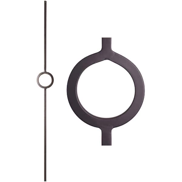 HOUSE OF FORGINGS Aalto Modern 44 in. x 0.5 in. Satin Black Single Ring Solid Wrought Iron Baluster