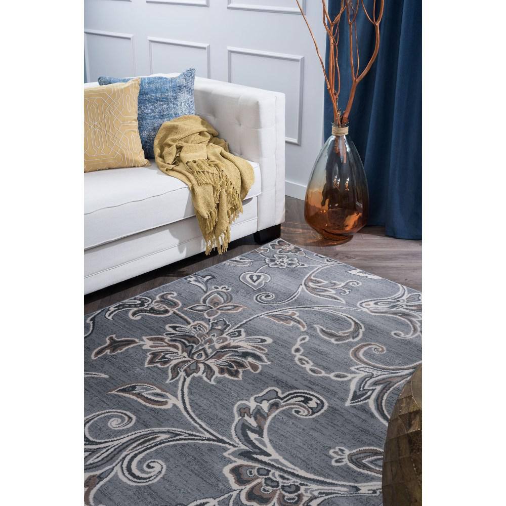 Madison Garland 5' x 7' Handmade Gray Floral Synthetic Rug