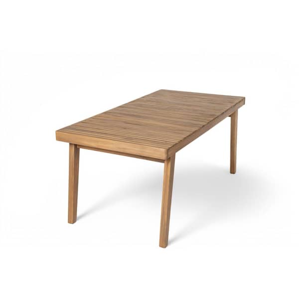 CHRISTOPHER KNIGHT HOME Hugo 69 in. Acacia Wood Patio Rectangle Outdoor Dining Table with Slatted Top, Brown