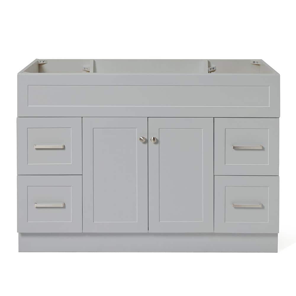 Hamlet 48" Gray Single Freestanding Vanity Cabinet with Nickel Hardware