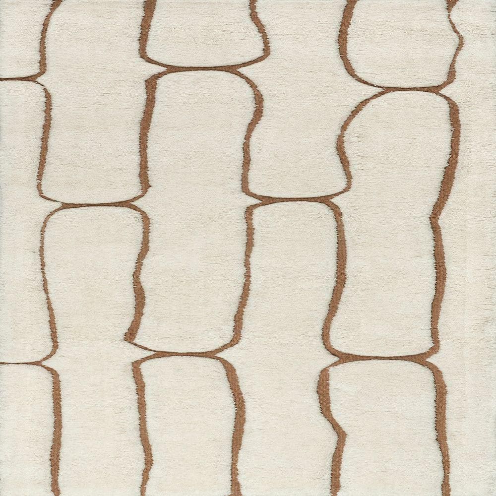 Nazco Cream and Brown Wool Abstract Area Rug