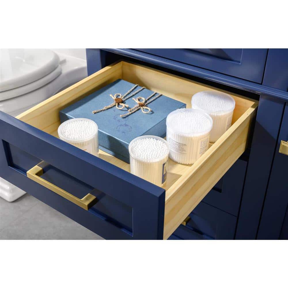 Blue 60" Single Sink Vanity with Carrara Marble Top