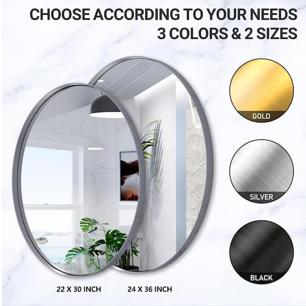 36 in. x 36 in. Round Black Stainless Steel Framed Mirror 36 in. x 36 in. Round Black Stainless Steel Framed Mirror