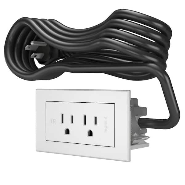 radiant 15 Amp White 2-Outlet Recessed Furniture Power Strip with 6 Ft. Cord