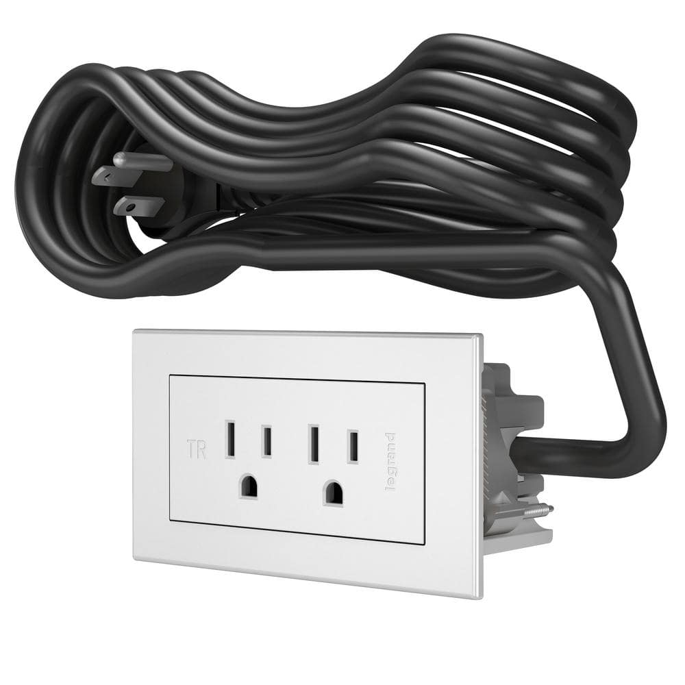 Legrand 6 ft. Cord 15 Amp 2-Outlet radiant Recessed Furniture Power Strip in White