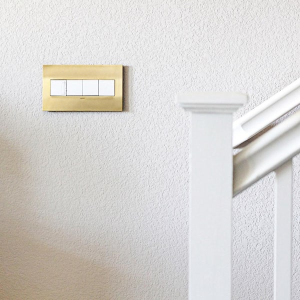 adorne 4 Gang Decorator/Rocker Wall Plate, Brushed Satin Brass (1-Pack)