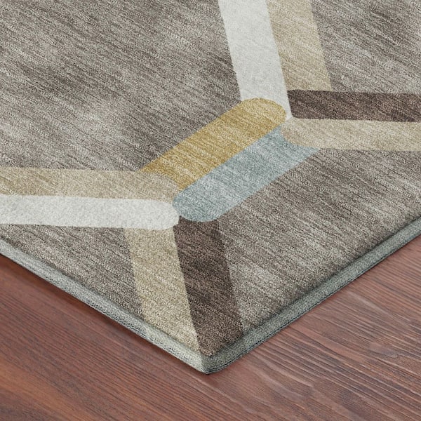 Mayfield Premium Machine Washable Abstract AMF2343 Brown 8 ft. x 10 ft. Area Rug