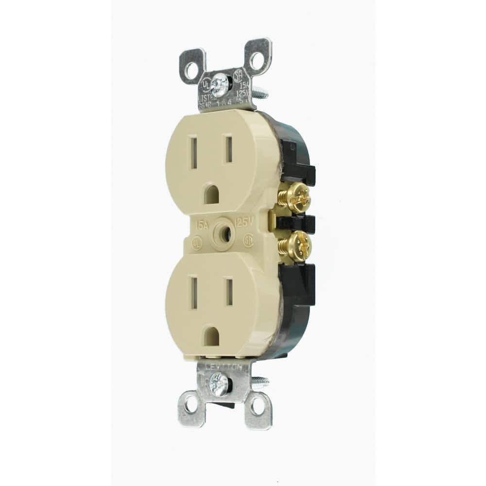Ivory Tamper Resistant Duplex Power Socket Mechanism