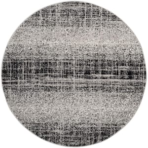 Adirondack Silver/Black 6 ft. x 6 ft. Round Gradient Solid Area Rug
