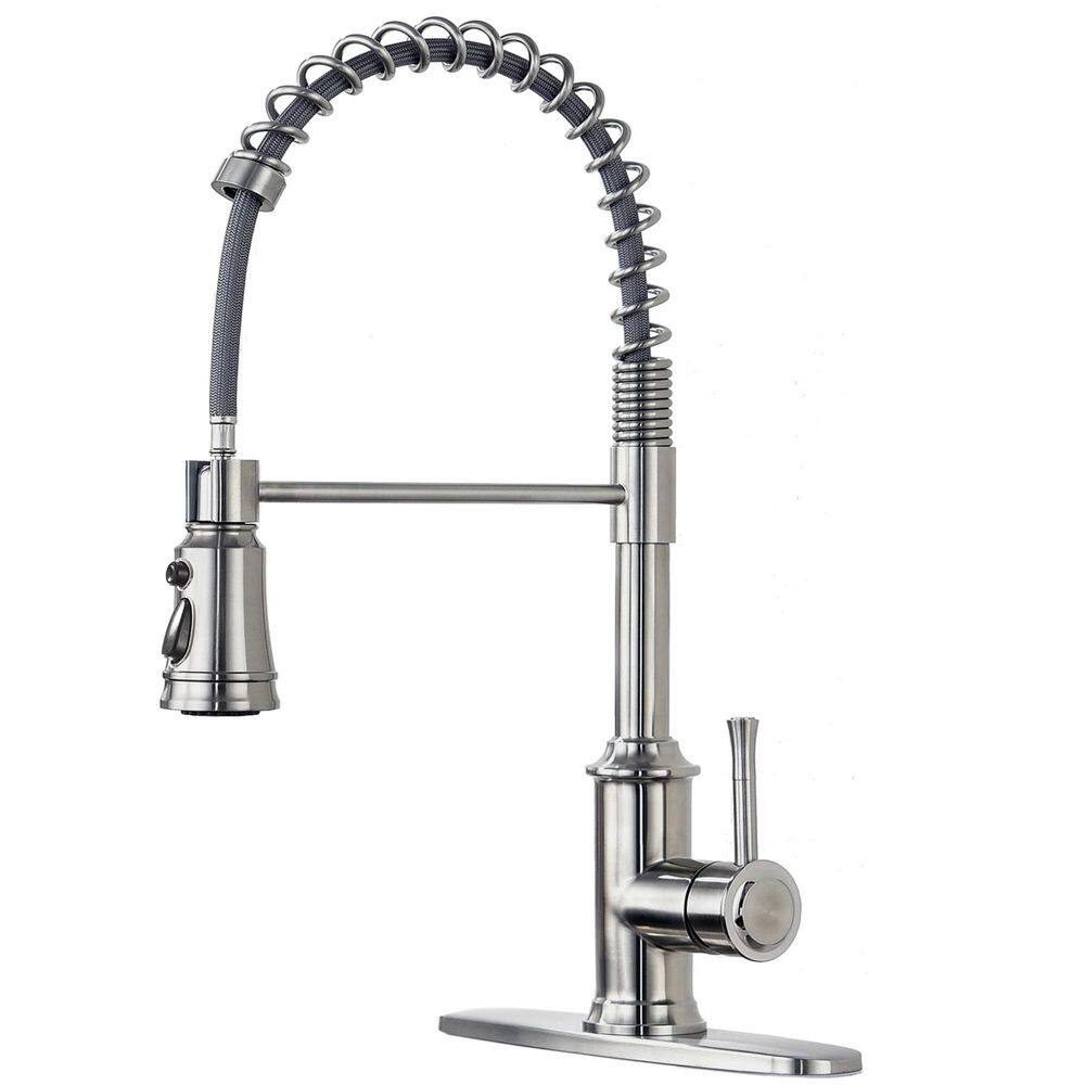 Spring Single Handle Pull Out Sprayer Kitchen Faucet Deckplate Included in Stainless Steel Brushed Nickel price history on PriceWatchPro