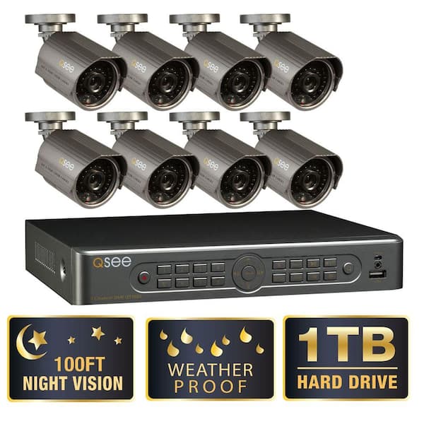 Q-SEE Premium Series 8-Channel 1TB Surveillance System with (8) 600 TVL Cameras and 100 ft. Night Vision-DISCONTINUED