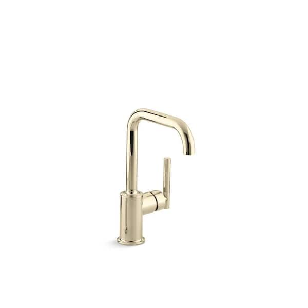 KOHLER Purist Single-Handle Standard Kitchen Faucet in Vibrant French Gold