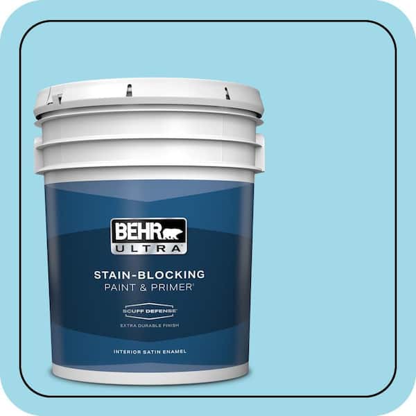 BEHR ULTRA 5 gal. #520A-3 Nevada Sky Extra Durable Satin Enamel Interior Paint & Primer