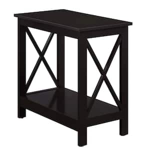 Oxford 12 in. W Espresso Standard Height Chairside Rectangle Wood Top End Table with Shelf