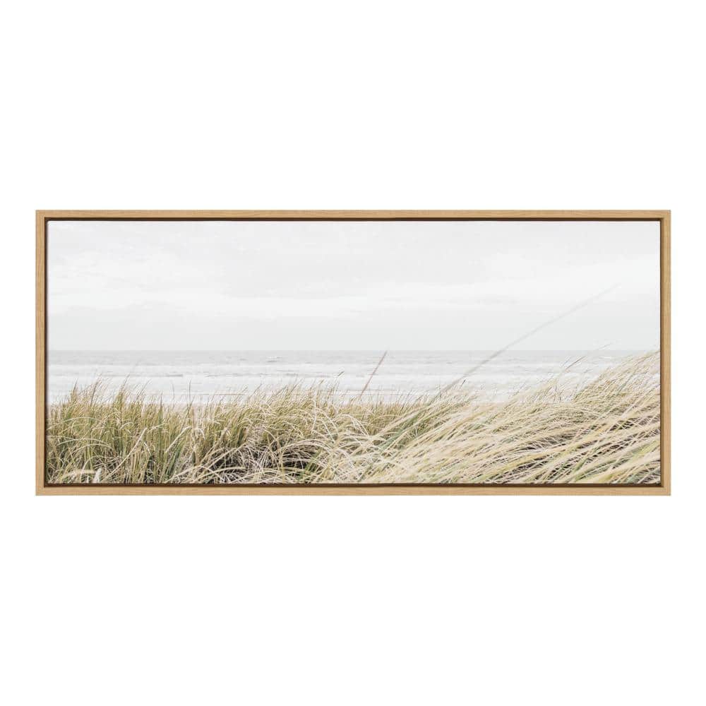 East Beach Coastal Landscape Canvas Print with Natural Frame