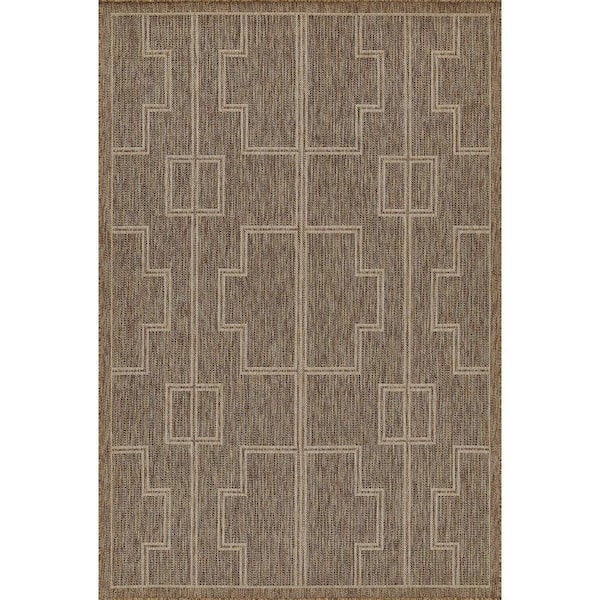 Hampton Natural 6 x 9 ft. Machine Made Geometric Polypropylene Rectangle Area Rug