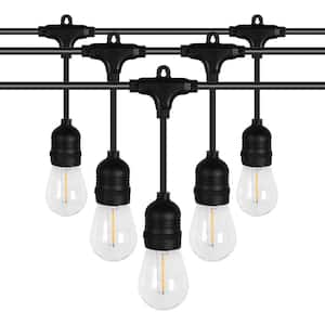 10-Light 32.8 ft. Outdoor Hardwired with S14 LED Light Bulbs Edison String-Light