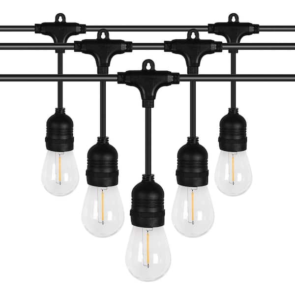 YANSUN 10-Light 32.8 ft. Outdoor Hardwired with S14 LED Light Bulbs Edison String-Light