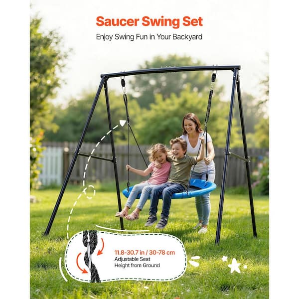 SKYSHALO Swing Set for Backyard, 40 in. Saucer Swing Seat with