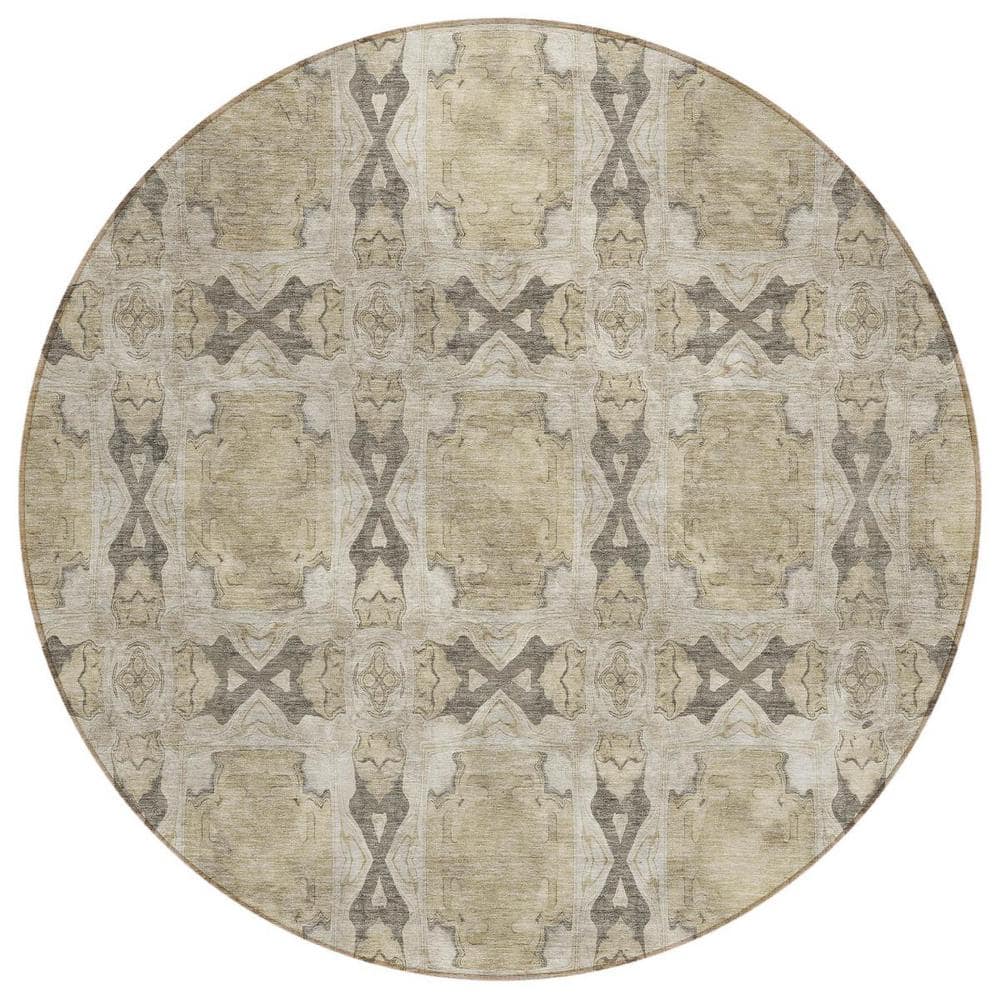 Beige and Gray 8 ft. Round Woven Floral;Medallion Round Indoor/Outdoor Area Rug price history on PriceWatchPro