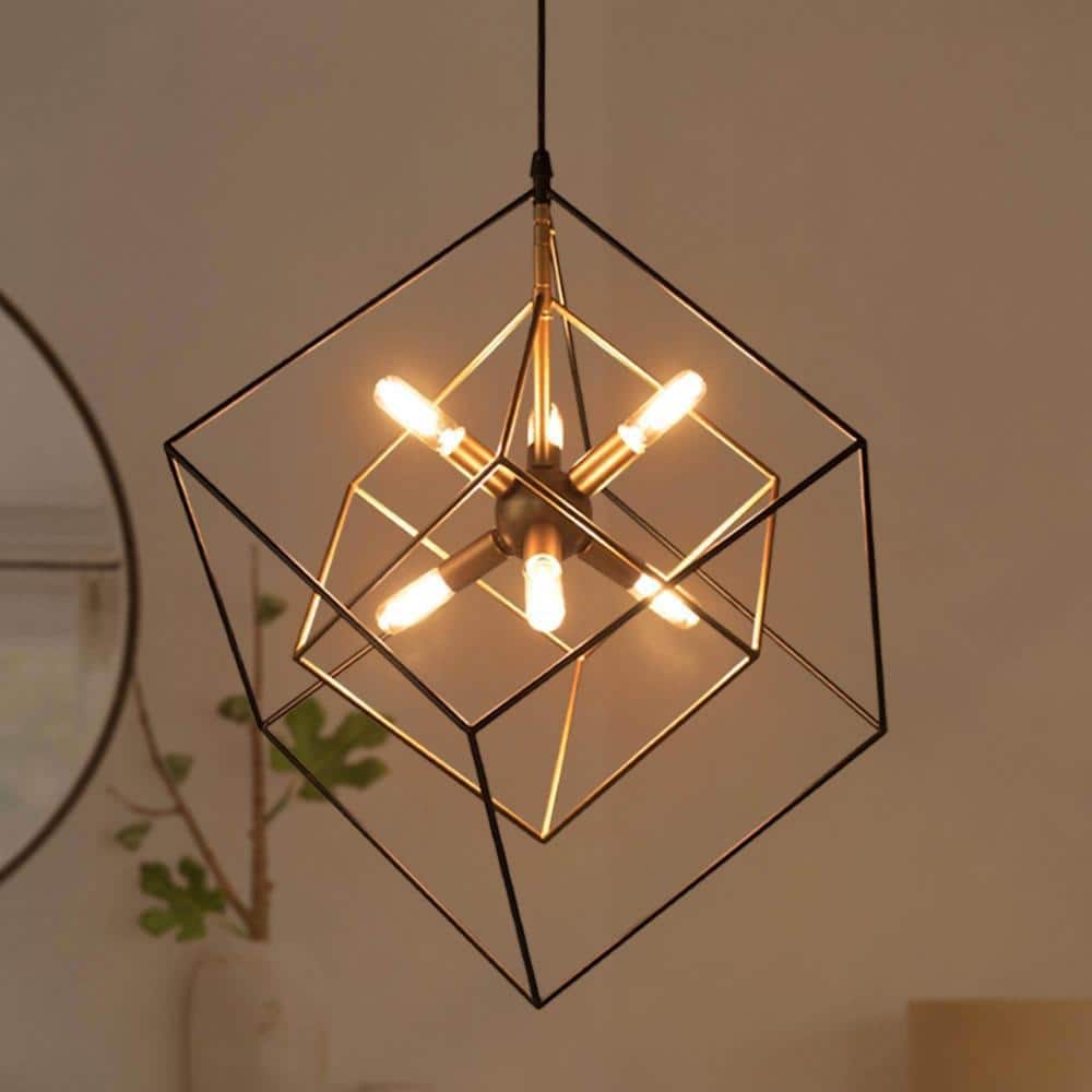 Abtercetor Matte Black Wrought Iron Cage LED Chandelier