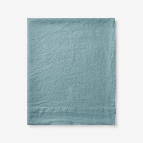 The Company Store Legends Hotel Teal Relaxed Linen Queen Flat Sheet
