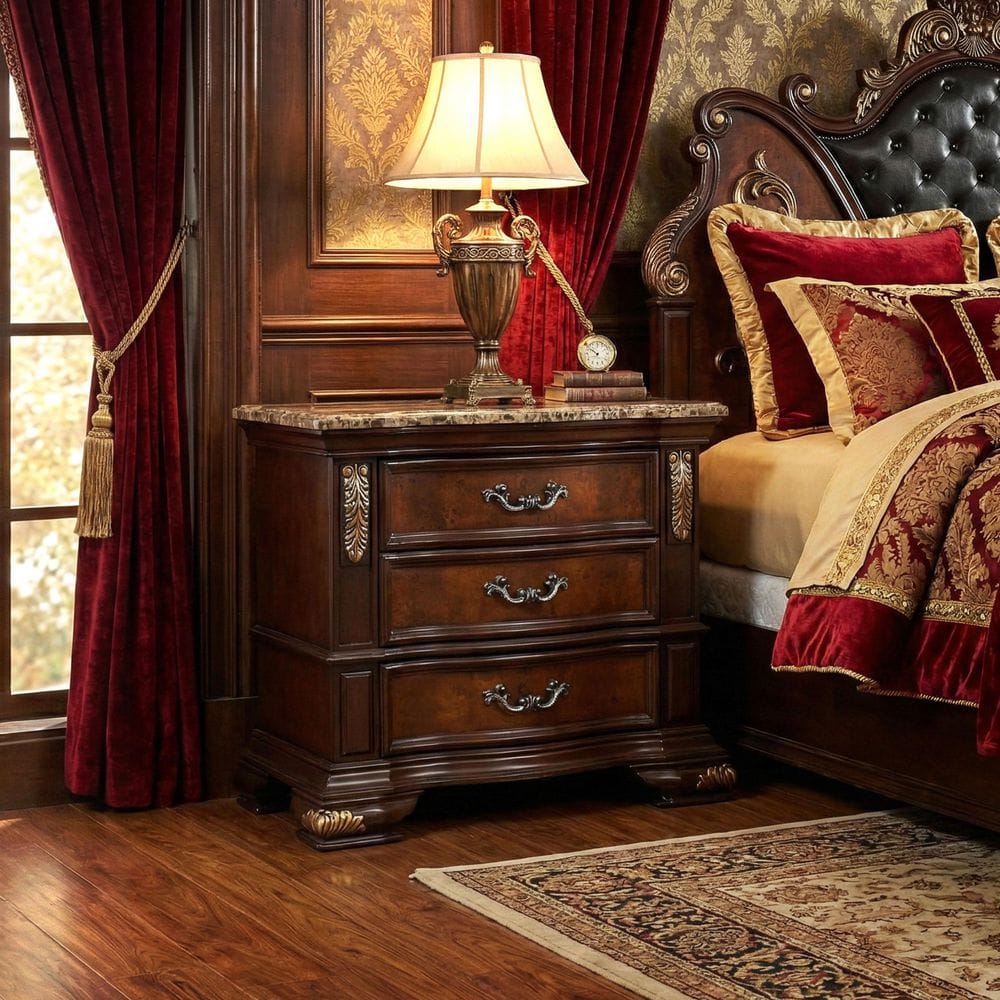 Furniture of America Gurando Dark Cherry and Oak 2-Drawer 32.5 in