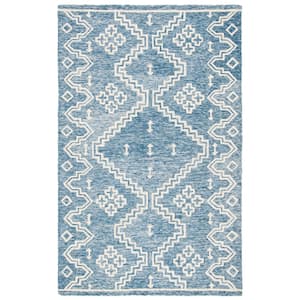 Abstract Blue/Ivory 5 ft. x 8 ft. Tribal Chevron Area Rug