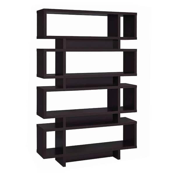 Benjara 72.75 in. Brown Wood 8-shelf Accent Bookcase with Open Back