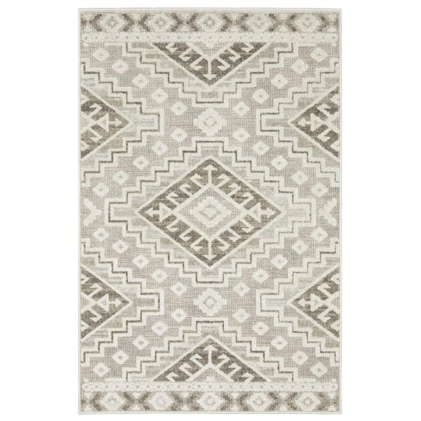 5 ft. x 8 ft. Blue And Ivory Medallion Distressed With Fringe Area Rug