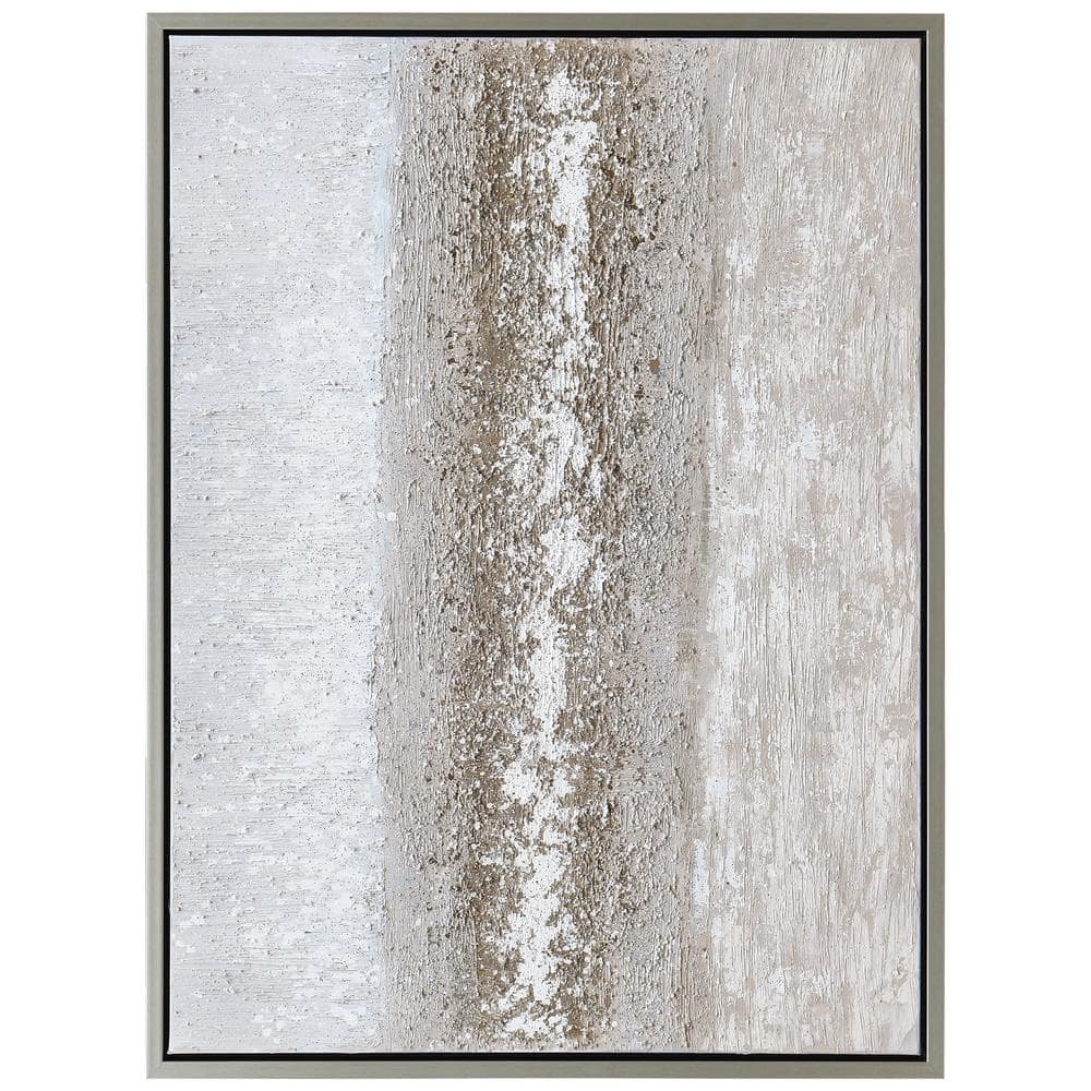 Sandpath Textured Metallic Hand Painted Abstract Canvas Art with Champagne Frame