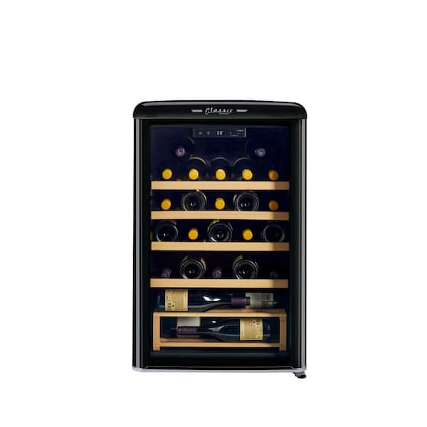 Unique Appliances Classic Retro 21 in. 28-Bottle Single Zone Retro Free Standing Wine Cooler in Midnight Black