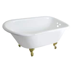 Aqua Eden 48 in. x 30 in. Cast Iron Clawfoot Soaking Bathtub in White/Brushed Brass