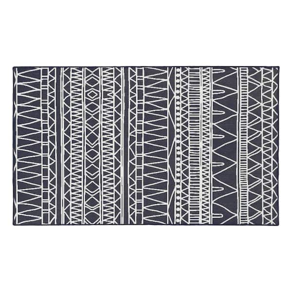My Magic Carpet Chelsea Tribal Aztec Black 3.ft x 5 ft. Geometric Washable Area Rug