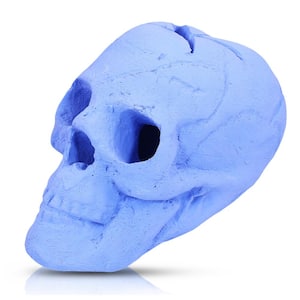 Ceramic Fireproof Skull 8.75 in. x 6.50 in. Gas Log Accessories in Blue for Firepit (1-Pack)