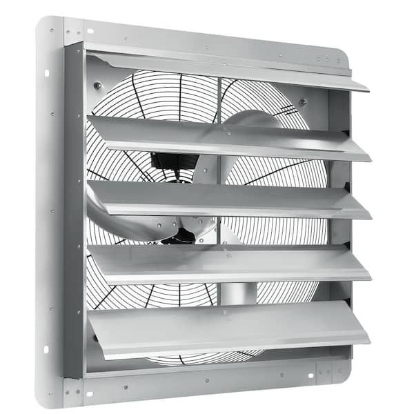24 in. Shutter Exhaust Fan High-Speed 3320 CFM Aluminum Wall Mount Attic Fan, Wall Fan with Ventilation and Cooling